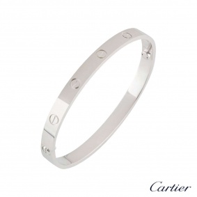 Cartier White Gold Plain Love Bracelet Size 20 B6035420